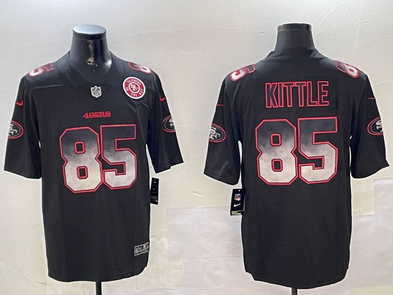 Men San Francisco 49ers 85 Kittle Black Nike Smoke Fashion 2024 Limited NFL Jersey style 4